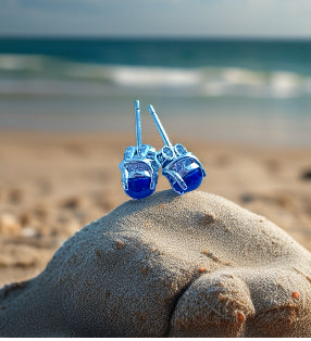 Clover Earring Lapis & Agate